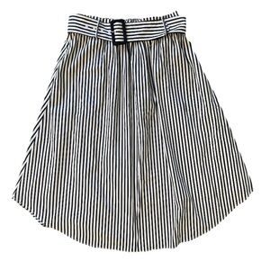 Tahari black and white striped skirt, belt, lined, small, petite